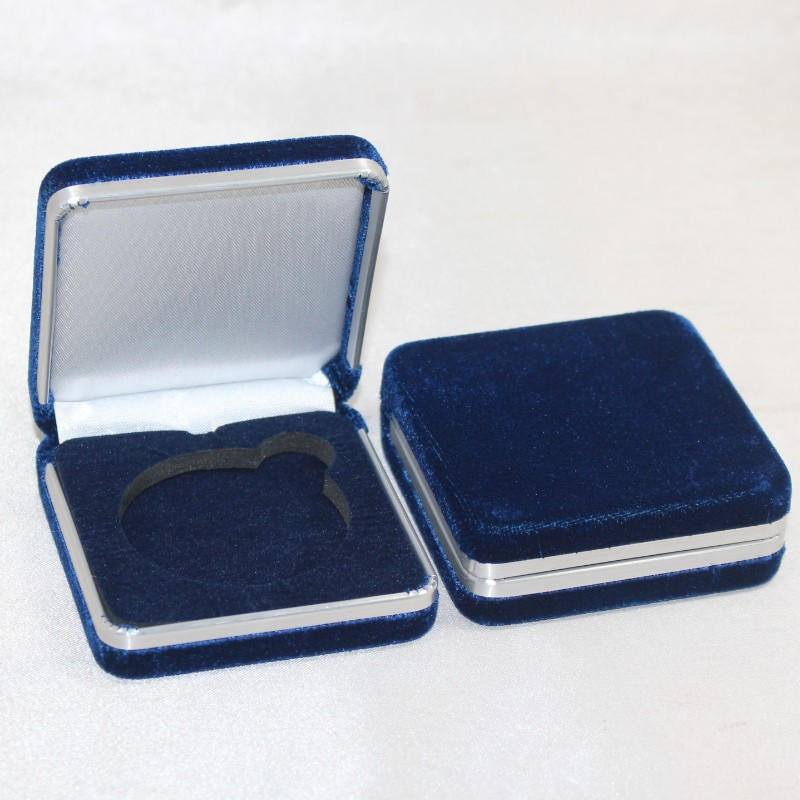 Plats T-02s-medaljen täckt av flanell eller PU Leather för 25-45mm mynt, bricka 65286Liten medalj osv. mm.65*65*26, vikter kring 55g